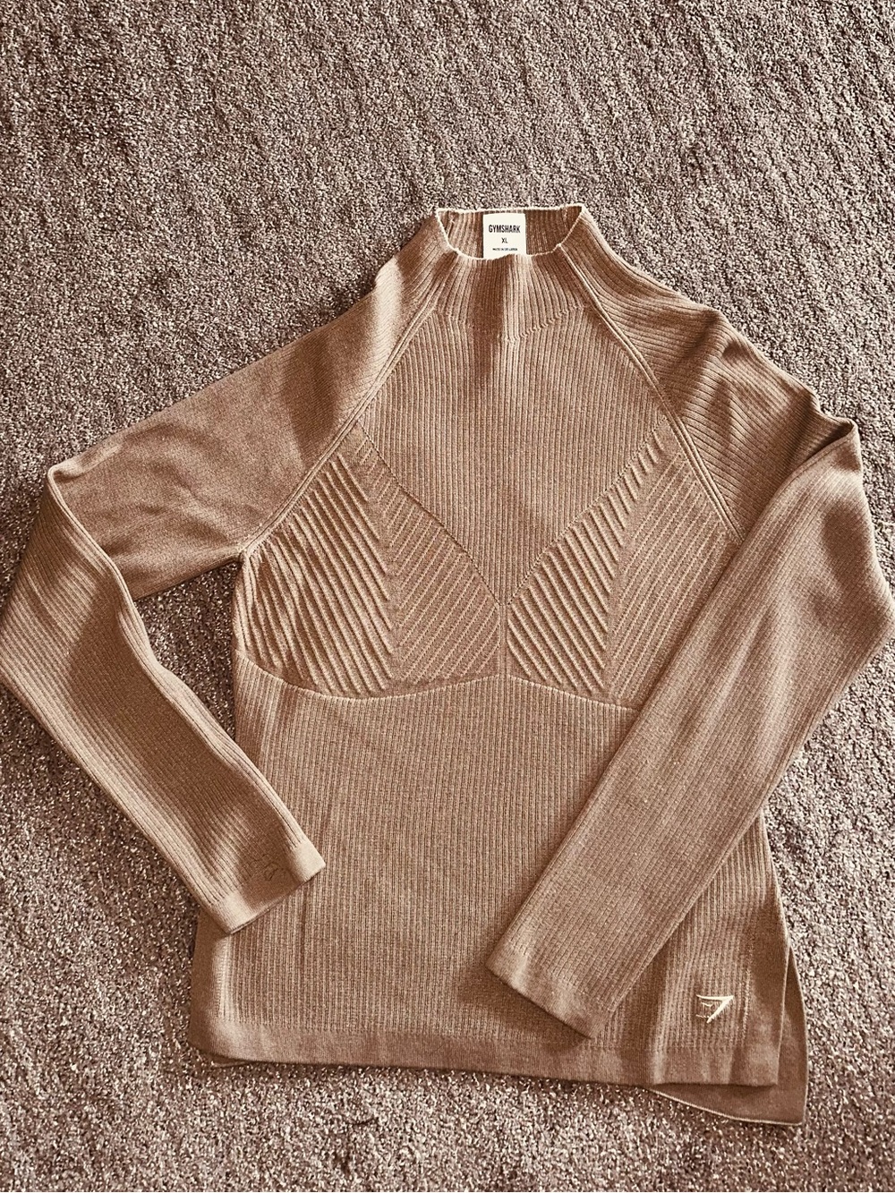 Gymshark Taupe Ribbed Mock Neck Sweater